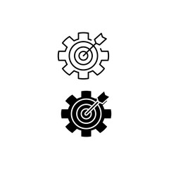target setting icon. with line style and black fill. isolated on white editable background.
