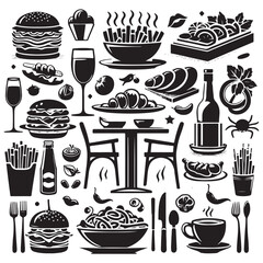 Restaurant food vector silhouette
