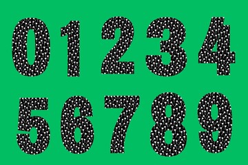 Set of Black numbers on green background 