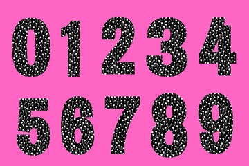 Set of Black numbers on pink background 