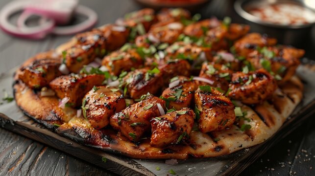 Palestinian musakhan chicken onions on taboon bread zoomed out full portion on clean white surface
