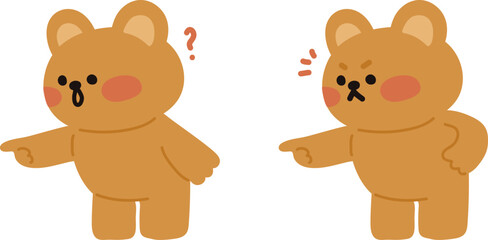 손가락질하는 곰돌이 캐릭터