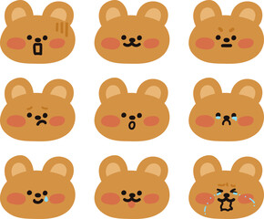곰돌이 캐릭터 다양한 표정 이모티콘