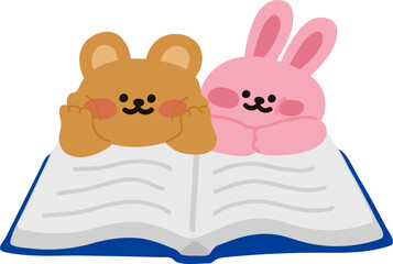 독서를 하는 귀여운 캐릭터