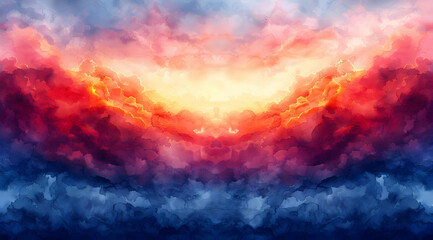 Naklejka premium Colorful Dramatic Sky Sunset Sunrise Painting