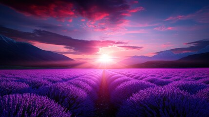 Lavender Field Sunset: A Serene Landscape