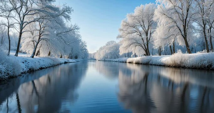 Beautiful sunny winter day by the river.