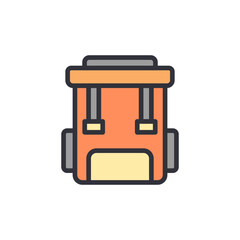 Backpack colored icons, minimalist vector illustration ,simple transparent graphic element .Isolated on white background