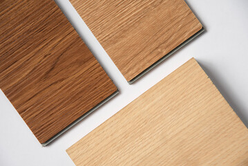 Close up Laminate Flooring on white background.vinyl tiles