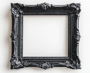Black ornate square frame isolated on white.