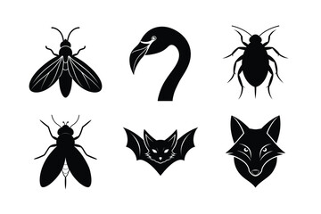 various types of world famous animal head silhouette vector illustrations