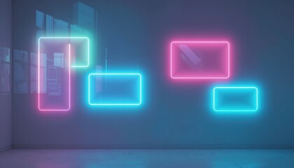 Dynamic neon light display in modern space contemporary art installation urban environment aesthetic perspective vibrant design concept
