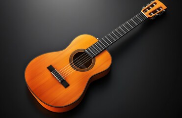 Fototapeta premium Classic guitar on black background, music website