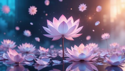 Serene lotus blossom meditation tranquil pond nature photography peaceful environment close-up view mindfulness concept