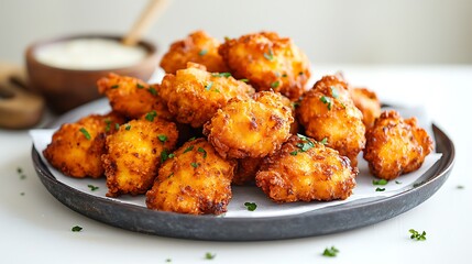 Crispy fried bites on plate