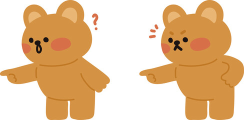 손가락질하는 곰돌이 캐릭터