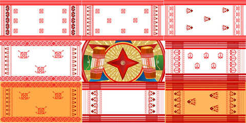 gamosa or gamusa from assam.gamosa textile pattern. gamosa or gamusa is an article of significance for the indigenous people of Assam, India. It is generally a white rectangular piece of cloth vector	