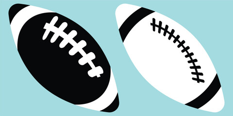 Rough Style Black and White Rugby Ball Vector Illustration