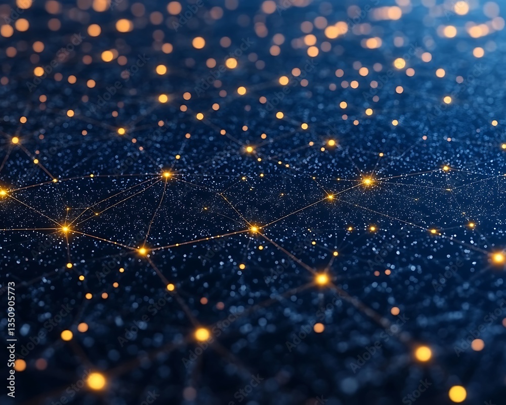 Wall mural an abstract network of connected points with glowing lights