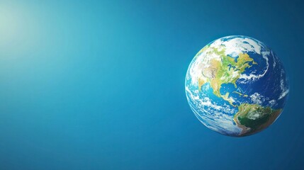 Fototapeta premium Earth Globe Showing Continents and Oceans on Blue Gradient Background