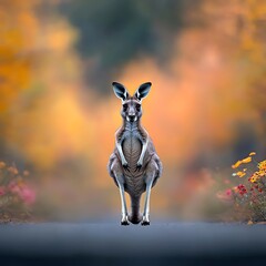 Kangaroo Autumn Path Portrait.