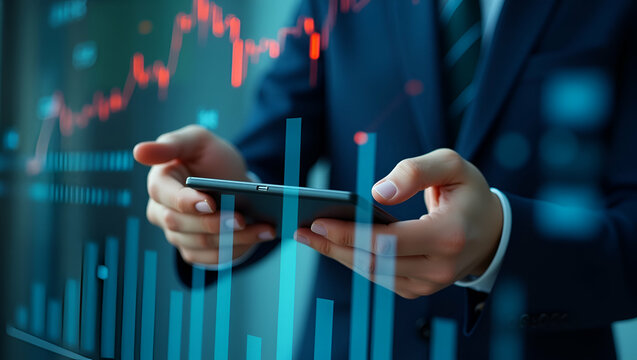 Financial specialist demonstrating investment data to client analyzing market exchange charts promoting strategic portfolio growth. concept as Two men review laptop display pointing at stats. Shared f