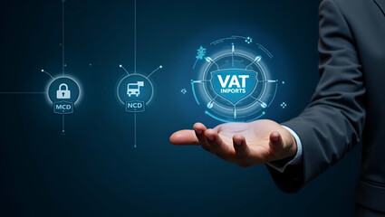 Exploring VAT Implications on Imports: A Flat Hand Interacting with a Holographic Device in a Simple Vector Illustration for International Trade Taxation