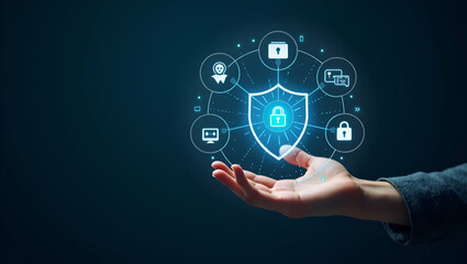 Holographic Zero Trust Security Model: Cybersecurity Icons & Access