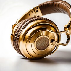 Golden Headphones Luxury Audio Music Listening Device