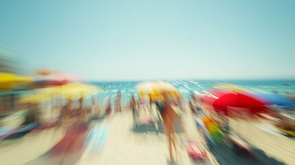 Blurred beach crowd summer vacation motion