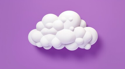 3D White Cloud on Purple Background 