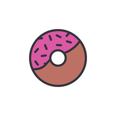 Donut colored icons, minimalist vector illustration ,simple transparent graphic element .Isolated on white background