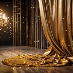 Golden silk velvet luxury curtains