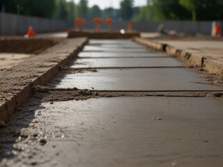 Tile brick floor in construction site.