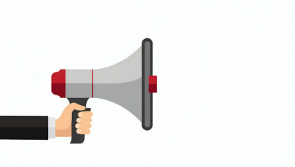 Flat Vector Illustration: Hand Holding Megaphone for Announcement Concept on Transparent Background