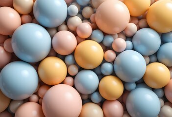 Soft Pastel Spheres in Blue Peach and Pink Tones Creating a 3D Abstract Bubble Composition Al Generated