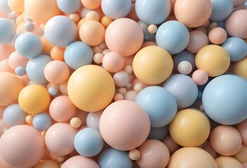 Soft Pastel Spheres in Blue Peach and Pink Tones Creating a 3D Abstract Bubble Composition Al Generated