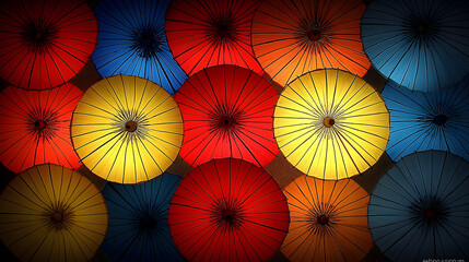 Colorful umbrellas, vibrant design