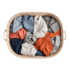 Colorful Clothes in Woven Laundry Basket