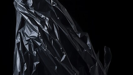 "Wrinkled Plastic Wrap Texture on Dark Background"