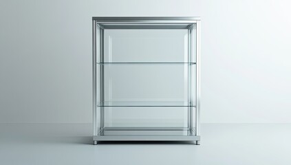 Modern display cabinet with three glass shelves