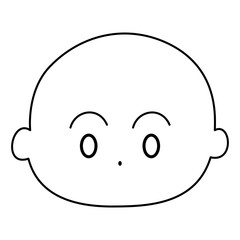 シンプルびっくり表情　白黒