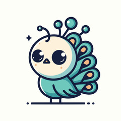 Adorable Alien and Peacock Hybrid Vector Illustration