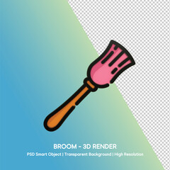 3D Render of a Broom - Transparent Background
