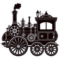 Fototapeta premium Steam-Powered Vehicle Silhouette
