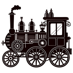 Fototapeta premium Steam-Powered Vehicle Silhouette