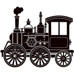 Fototapeta premium Steam-Powered Vehicle Silhouette