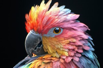 Colorful parrot portrait, jungle background, vibrant feathers, wildlife photography