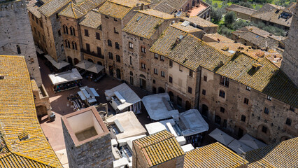 Obraz premium Amazing aerial view of the wonderful village of San Gimignano. A Unesco World Heritage. Tuscany, Italy