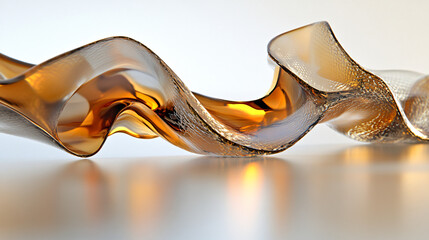 Gorgeous glass sculpture on a table featuring fluid shapes and undulating designs that enhance the aesthetic appeal of indoor spaces.